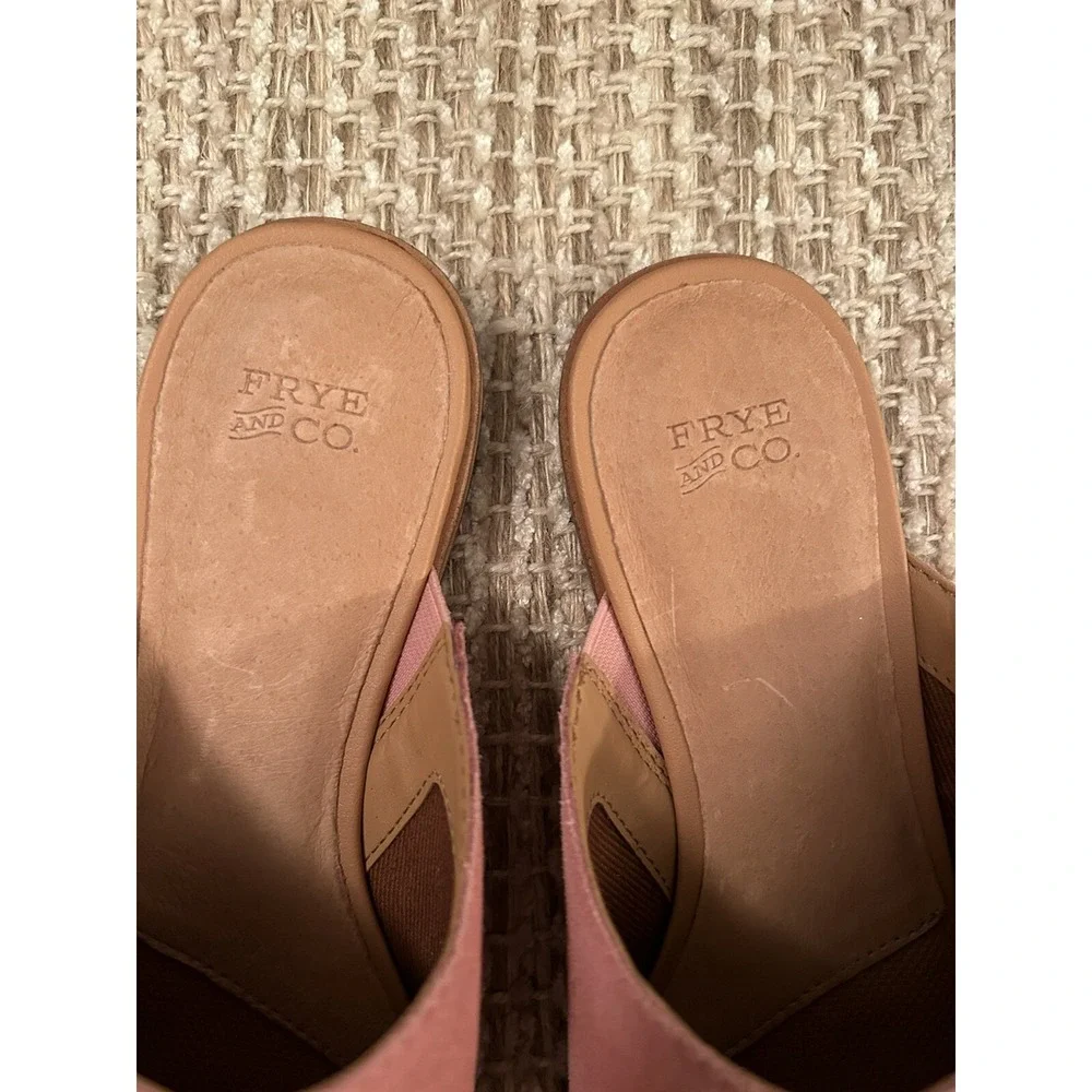 NWOB Frye & Co. Fenn Pink Suede Mules Size 7 M Slip On Almond Toe Western Casual